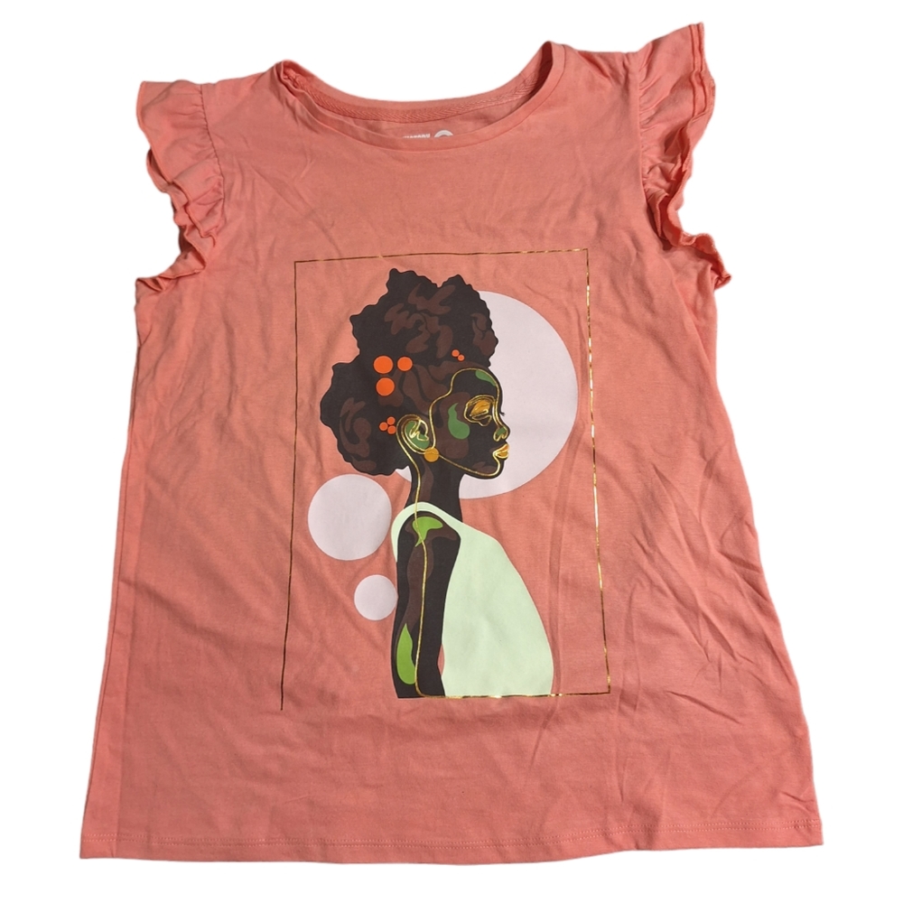 Black History Month Little Girl Sleeveless Ruffle Graphic T-Shirt Size 14-16